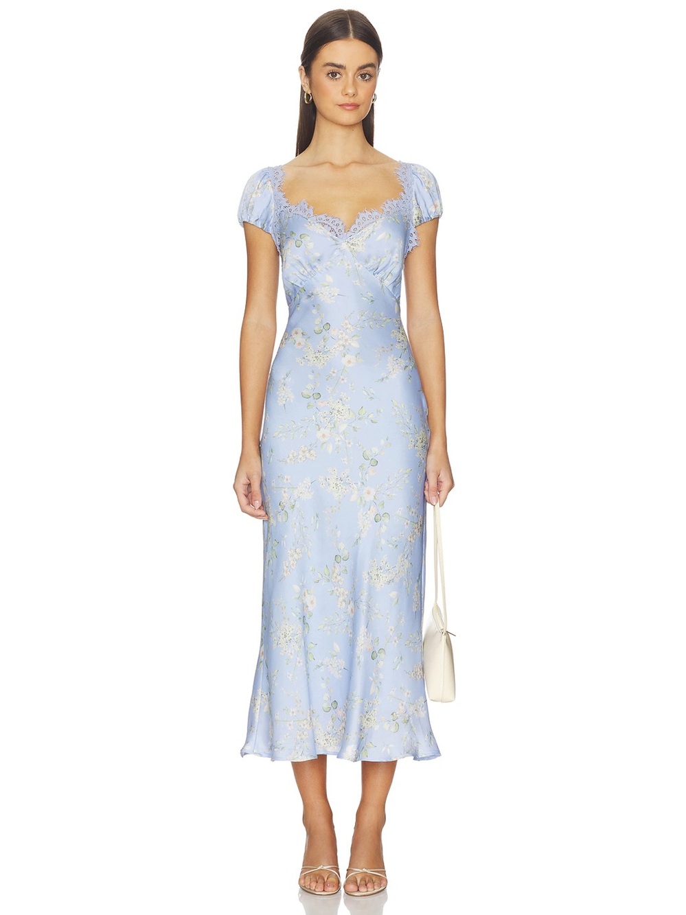 ASTR The Label Makaela Floral Satin Midi Dress NWT